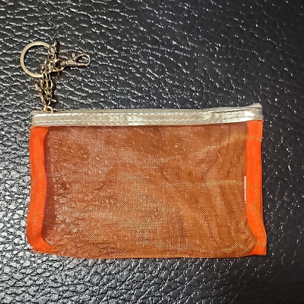 Orange Mesh Beauty Purse Bag